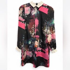 Multicolor Floral Dress with Cute Collar Detail✨